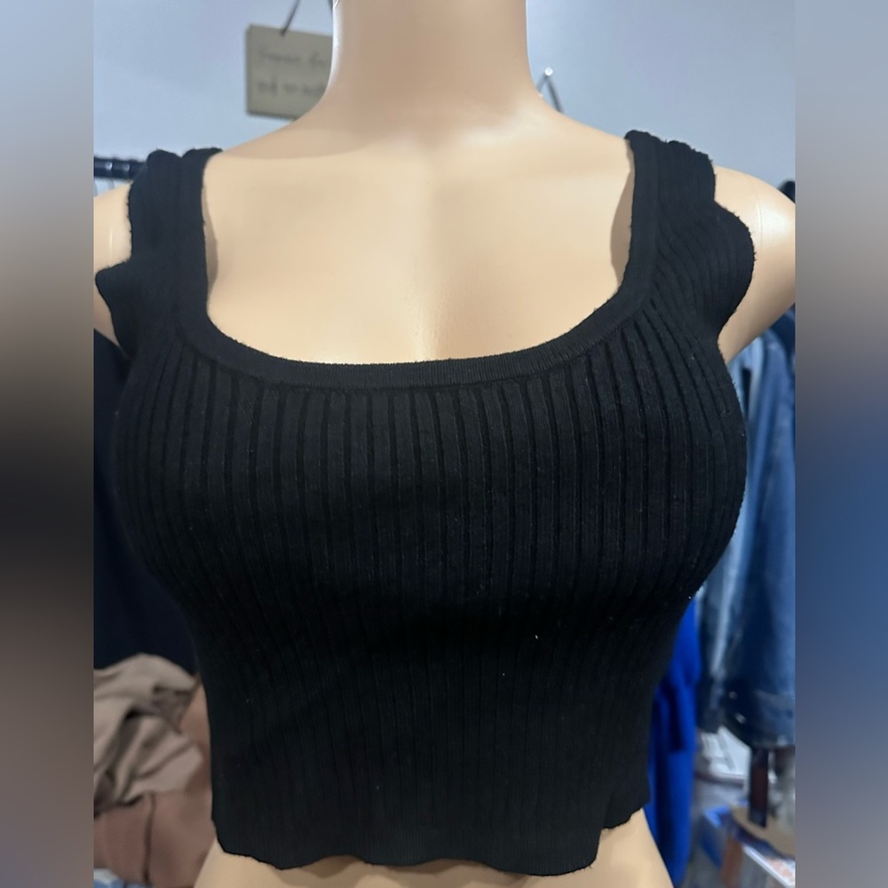 Wild Fable Black Ribbed Crop Top